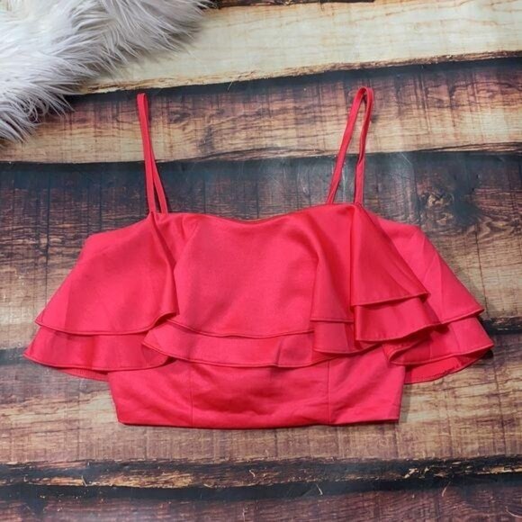 Tops - Hot Pink Ruffle Crop Top